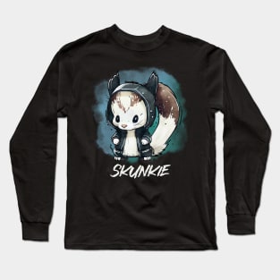 Cute Skunk In A Hoodie Long Sleeve T-Shirt